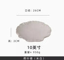 Axyaa Retro Style Steak Plate with Irregular Lotus Leaf Design, Creative Ceramic Dessert Dish
