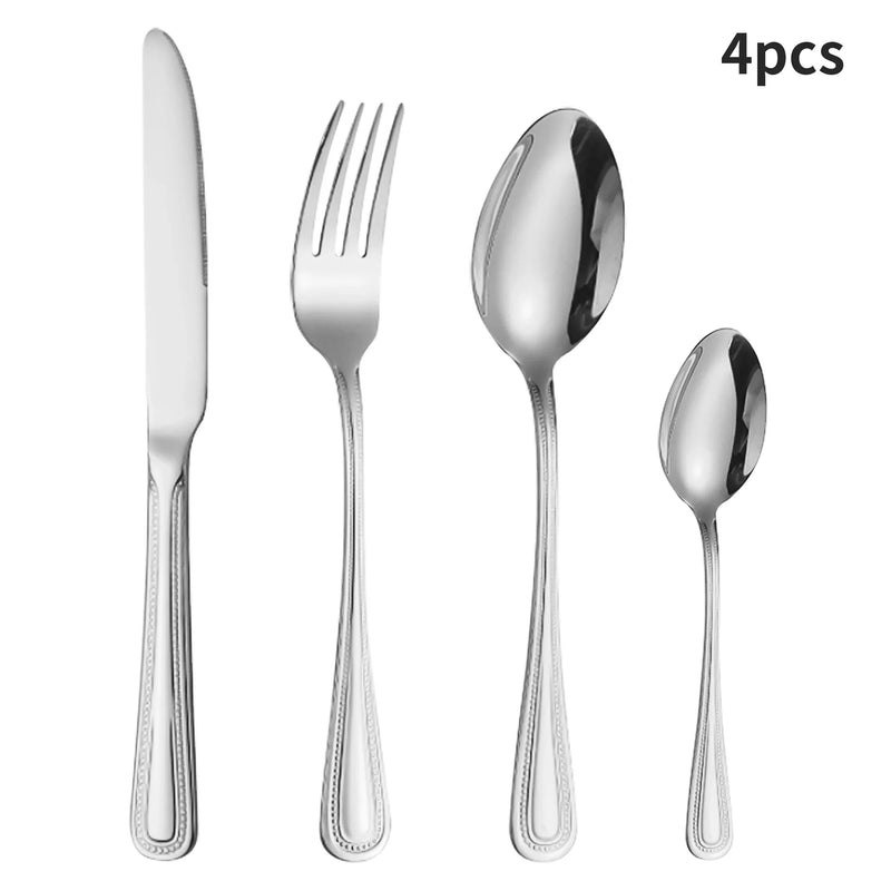 Axyaa 24-Piece Stainless Steel Silver Cutlery Set for Family, Hotel, and Restaurant