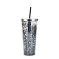 Axyaa Glitter Double Layer Sippy Cup, Large Capacity Reusable Coffee Milk Tea Cup
