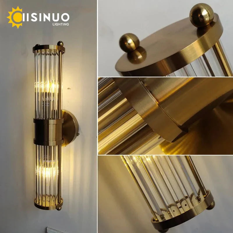 Gold Plated Crystal Wall Lamp for Bedroom and Living Room by Axyaa
