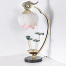 Axyaa Lotus Iron Art Table Lamp with LED Glass Lampshade for Living Room Decoration