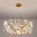 Axyaa Ceramic Chandelier: Elegant Lotus Leaf Design, Creamy Finish, Luxury Lighting for Home & Restaurant