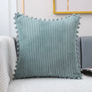 Axyaa Corduroy Pompom Cushion Cover for Sofa, 45x45 Thick Tripe Pillow