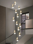 Axyaa Nordic Crystal Chandelier: Elegant Ceiling Lighting for Living Room Villa & Staircase