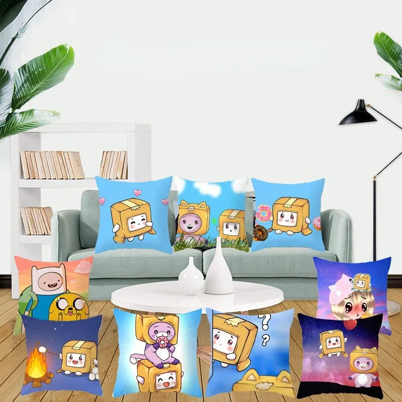 Axyaa Cartoon Print Designer Pillow Cases: Lankybox Series Home Decor Cushion Cover