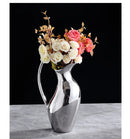 Axyaa Silver Ceramic Vase: Nordic Design Dried Flower Ornaments, Living Room Decoration