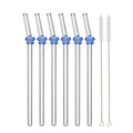 Axyaa Flower Glass Straw Set - 6pcs for Juice Smoothies Milk Party Bar
