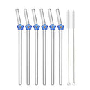 Axyaa Flower Glass Straw Set - 6pcs for Juice Smoothies Milk Party Bar