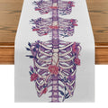 Axyaa Halloween Skeleton Floral Table Runner for Dining Room