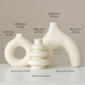 White Ceramic Geometric Vase Set for Home Decor and Centerpiece - Axyaa