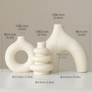 White Ceramic Geometric Vase Set for Home Decor and Centerpiece - Axyaa