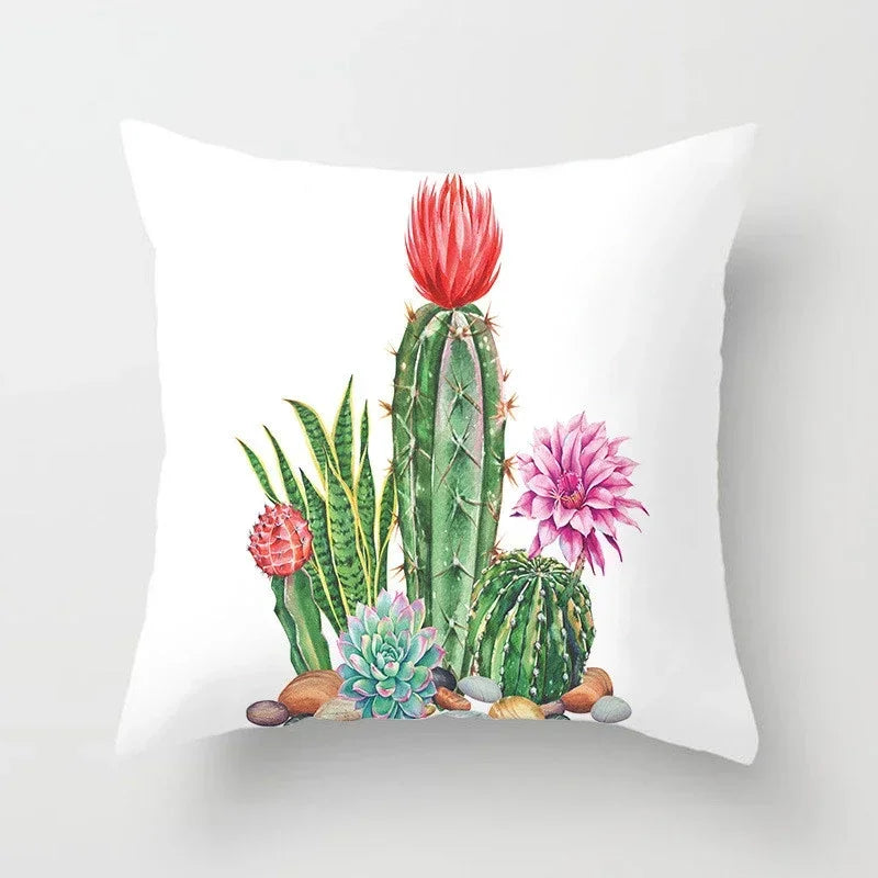Axyaa Cactus Plants Pattern Cushion Cover Throw Pillow Decor Sofa Pillowcase
