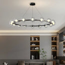 Axyaa Nordic Ring Chandelier Smoky Gray Bubble Ball Lamp for Living Room