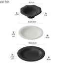 Axyaa Matte Striped Ceramic Plate Pasta Salad Soup Dessert Molecular Cuisine Tableware