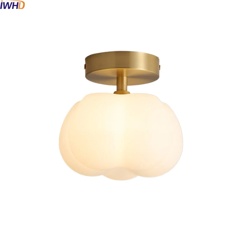 Axyaa Cream LED Ceiling Lamp Halloween Decor Cotton Nordic Lights Fixtures