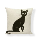Axyaa Striped Cat Print Pillowcase for Living Room Sofa Office Chair