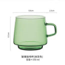 Axyaa 350ml Stackable Glass Coffee Tea Cup in Amber Blue Green Colors