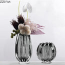 Clear Grey Vase for Chic Plant Display - Axyaa Minimalist Table Decor