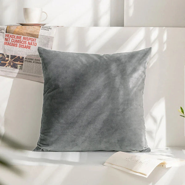 Light Gray Velvet Cushion Cover 45*45 - Axyaa Home Decor