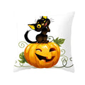 Axyaa Black Cat Pumpkin Cushion Cover 45x45 cm - Home Decor Funny Printed Pillow Case