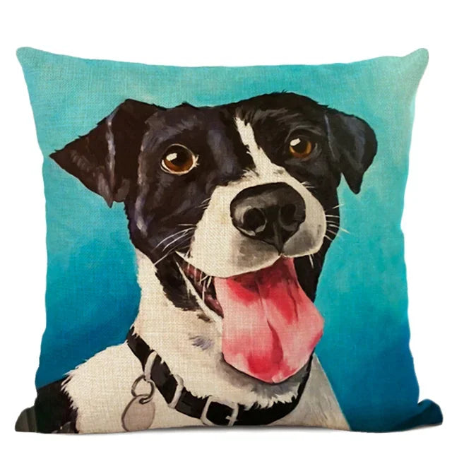 Cute Bulldog Hand-Painted Linen Pillowcase by Axyaa Teddy Collection