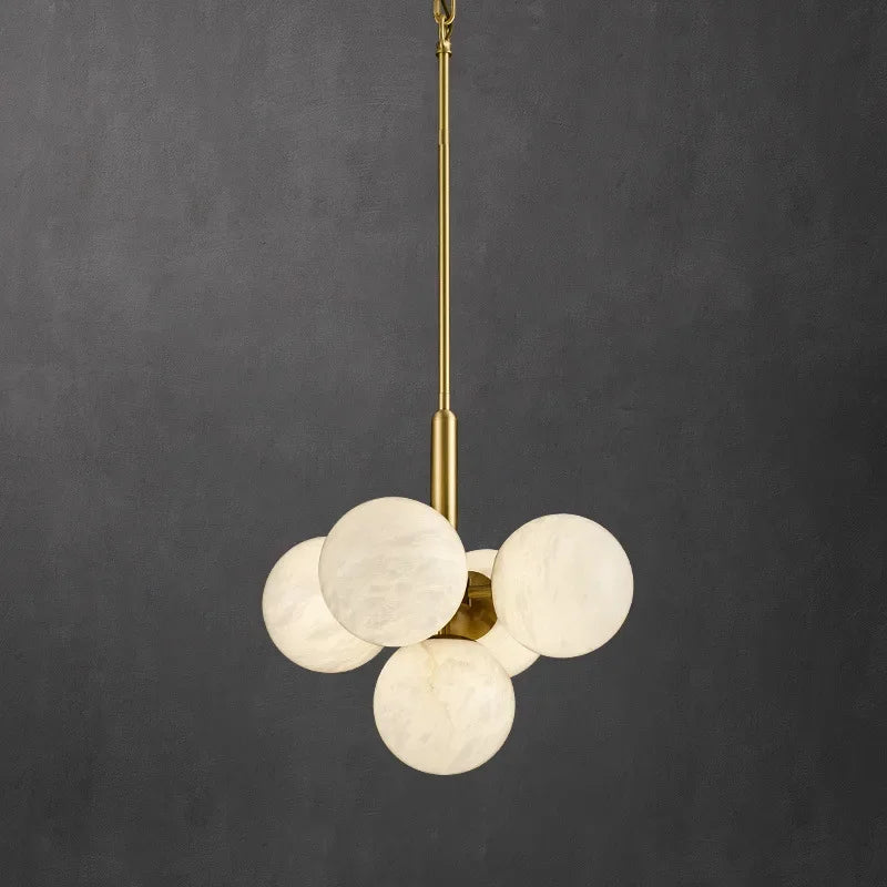 Axyaa Marble Pendant Light: Modern LED Hanging Lamp for Dining Room