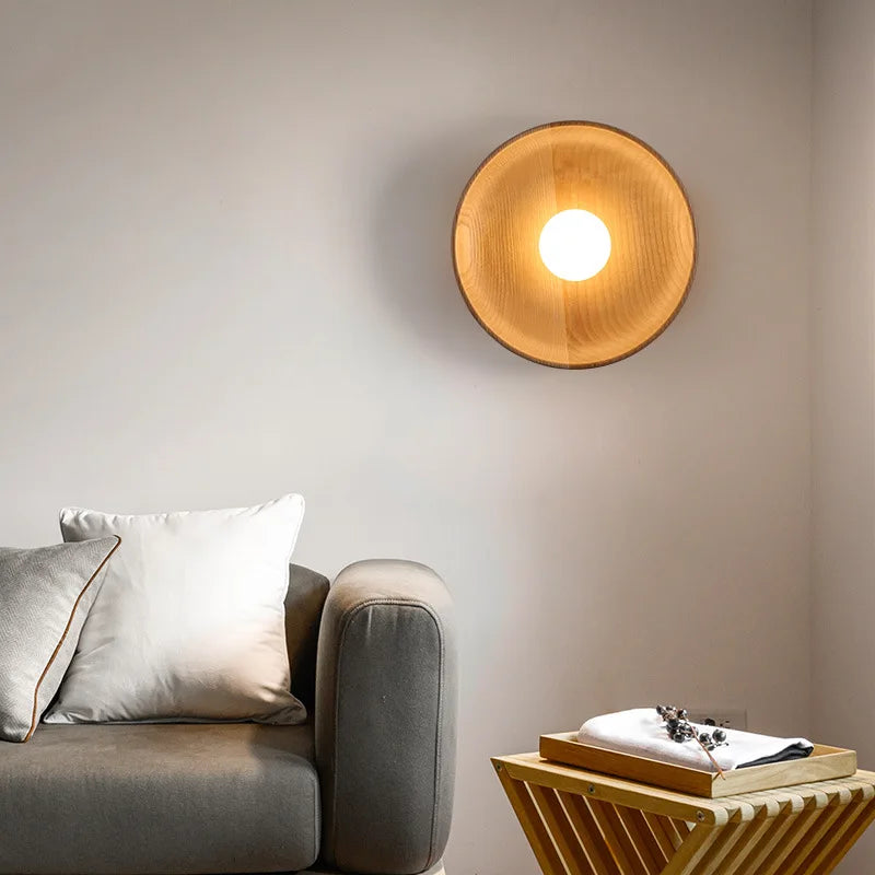 Axyaa Nordic Wood Wall Lamp LED Sconce, Modern Design for Bedroom & Corridor
