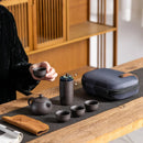 Axya Portable Purple Sand Tea Set: Pot, 4 Cups, Crack Cup, Kung Fu Style