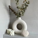 Axyaa Ceramic Donut Vase White Nordic Home Decor Arrangement Holder