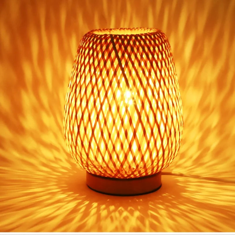 Axya Bamboo Weave Table Lamp - Retro Chinese Style for Home and Restaurant