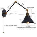 Axyaa Vintage Iron LED Wall Lamp with Pull Chain Switch