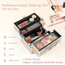 Axyaa Mermaid Lock Makeup Box with 4 Trays: Cosmetic & Jewelry Storage Suitcase