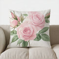 Pink Roses & White Flowers Cushion Cover by Axyaa for Sofa, Bedroom, Car - Patterned Pillow Cover