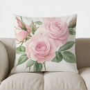 Pink Roses & White Flowers Cushion Cover by Axyaa for Sofa, Bedroom, Car - Patterned Pillow Cover