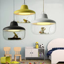 Axyaa Clear Glass Pendant Lamp: Cartoon LED Hanging Light for Living Room & Cafe