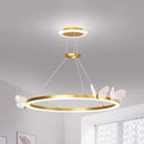 Axyaa Modern Gold Coffee Black Butterfly Chandelier with Rings Home Lighting