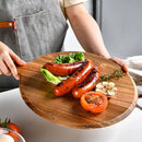 Axyaa Circular Acacia Wood Cutting Board with Handle