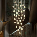 Axyaa Gold LED Acrylic Chandelier for Staircase, Minimalist Round Ball Hanging Lamps