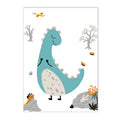 Axyaa Dinosaur Alphabet Number Custom Name Canvas Print Kids Room Decor