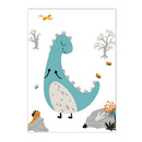 Axyaa Dinosaur Alphabet Number Custom Name Canvas Print Kids Room Decor