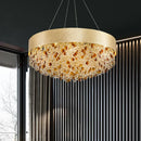 Axyaa Circular Crystal Chandelier: Modern Design for Living Room, Hotel Lobby, Kitchen Island