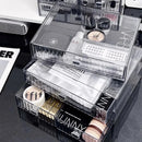 Acrylic Desk Organizer Drawer Set by Axyaa: Transparent Desktop Storage for Stationery & Books