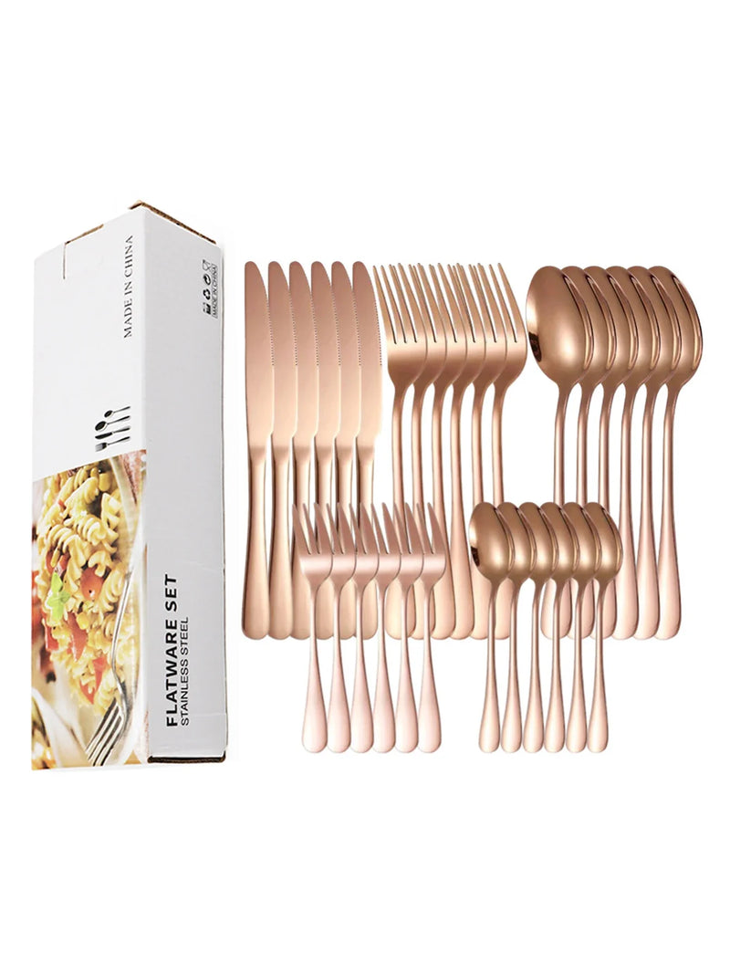 Axyaa 30-Piece Stainless Steel Colorful Cutlery Set