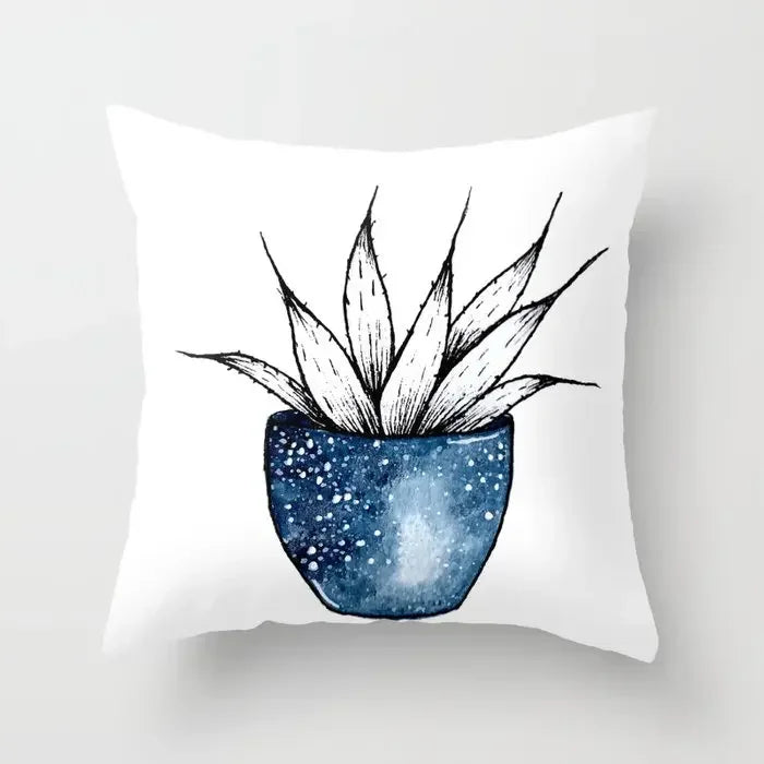 Blue Marble Geometric Cushion Cover 45x45cm for Home & Office Decor by Axyaa