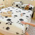Axyaa Polka Dot Printed Milk Fleece Fitted Sheet - Thermal Mattress Cover