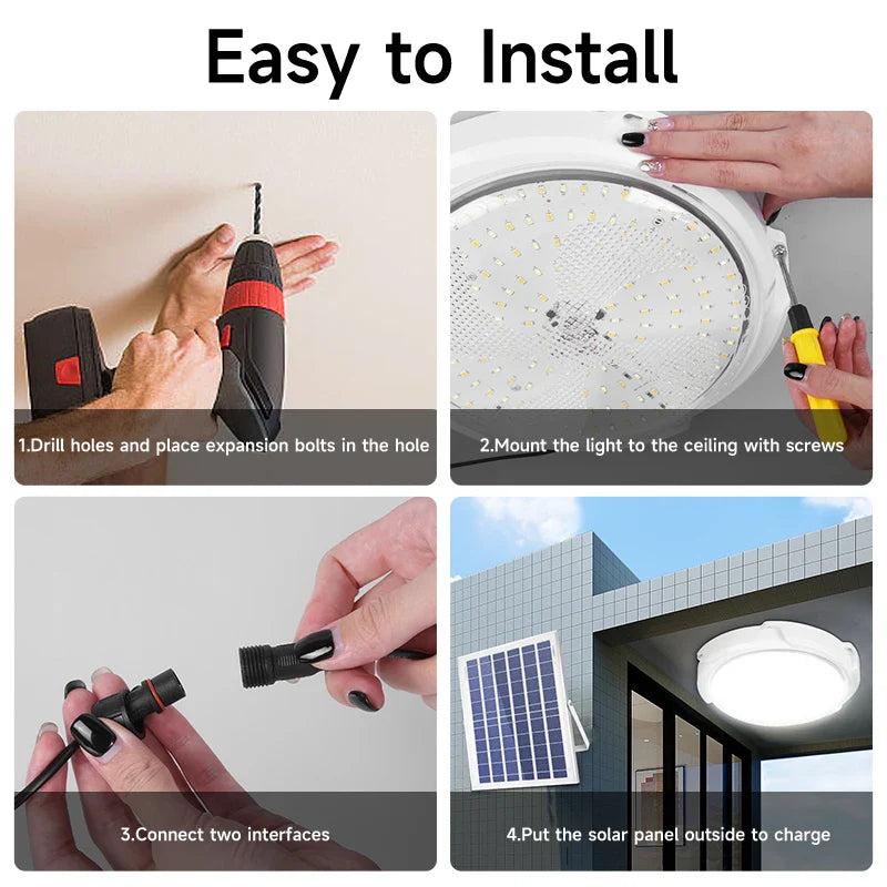 Axyaa Solar LED Ceiling Lamp for Home, Waterproof Indoor/Outdoor Lighting