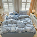 Axyaa Lattice Duvet Cover Set with Sheet & Pillowcases, Twin-Queen Size
