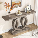 Axyaa Farmhouse Geometric Console Table, 55 inches, Vintage Wooden Entryway Sofa Table