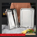 Axyaa Stainless Steel Food Drain Tray Set for Kitchen & Barbecue
