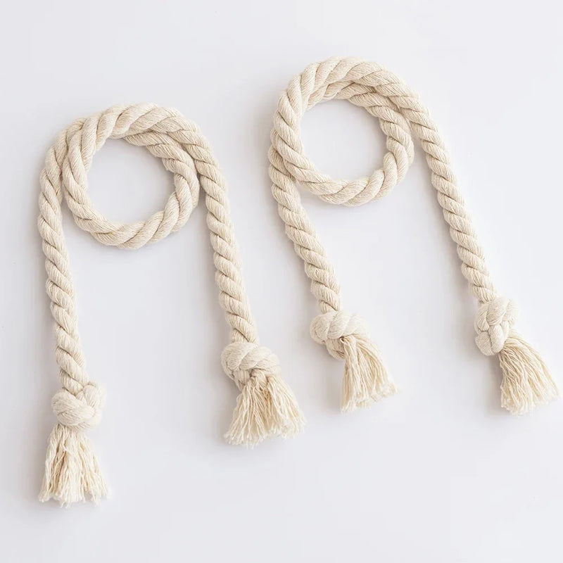 Nordic Tassel Tieback Curtain Clips by Axyaa - Beige Linen Straps, Home Decor